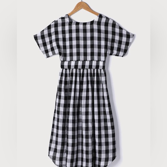 Lulu’s Checks Out Black and White Gingham Button-Front Midi Dress XS NWT - Picture 2 of 5